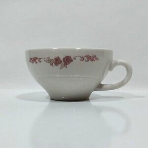 Syracuse China Montlynn Restaurant Ware Cup White Red Floral Trim Vintage